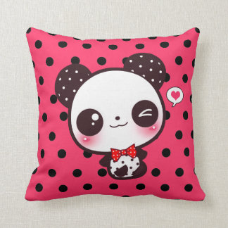 Coussin Panda de Kawaii sur le pois noir