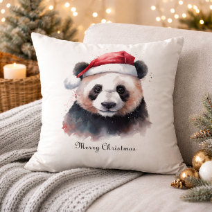 Coussin Panda de Noël Joyeux, sur mesure