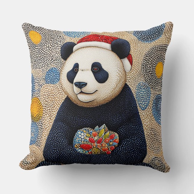 Coussin Panda de Noël mignon (Recto)