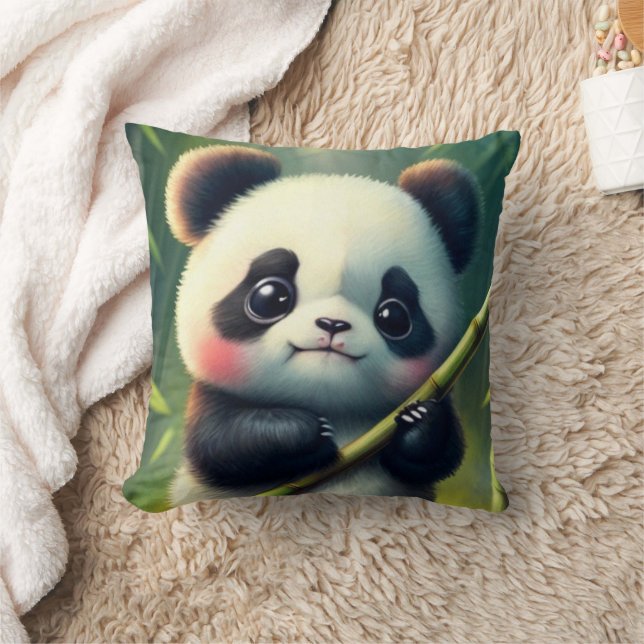 Coussin Panda en bambou (2 côtés) : (Couverture)