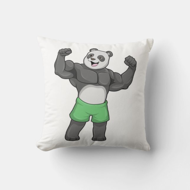 Coussin Panda en Bodybuilder au Bodybuilding (Recto)