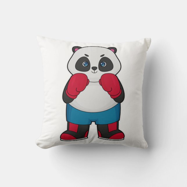 Coussin Panda en boîte avec gants de boxe (Recto)