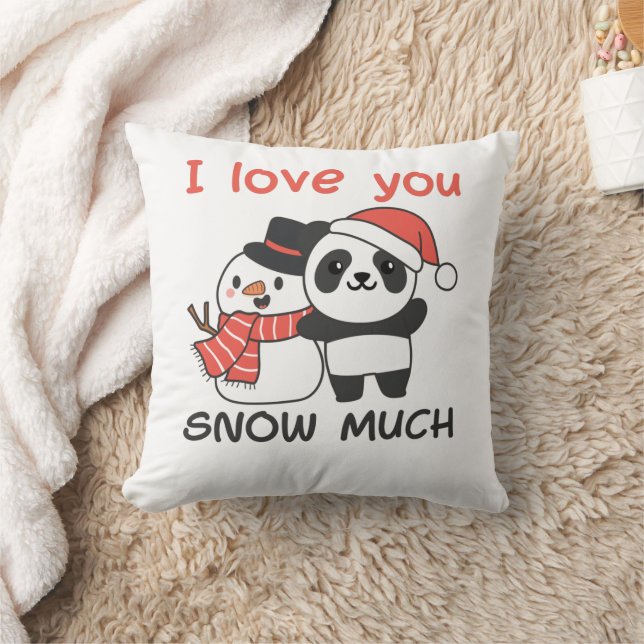 Coussin Panda Je T'Aime Neige Beaucoup Snowman Pun (Couverture)