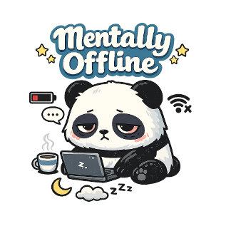 Coussin Panda mentalement déconnecté | Esthétique Lo-Fi d'
