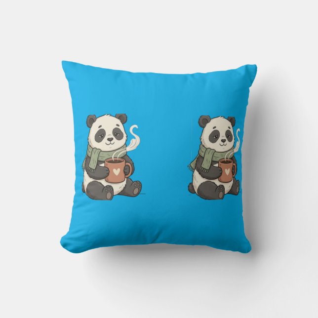 Coussin Panda Mignon - Illustration Câlin Doux (Recto)