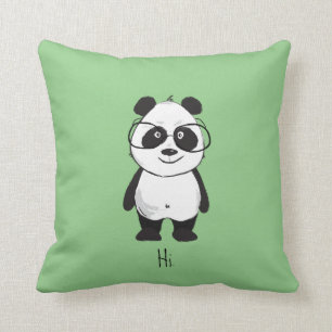 Coussin Panda mignonne avec lunettes