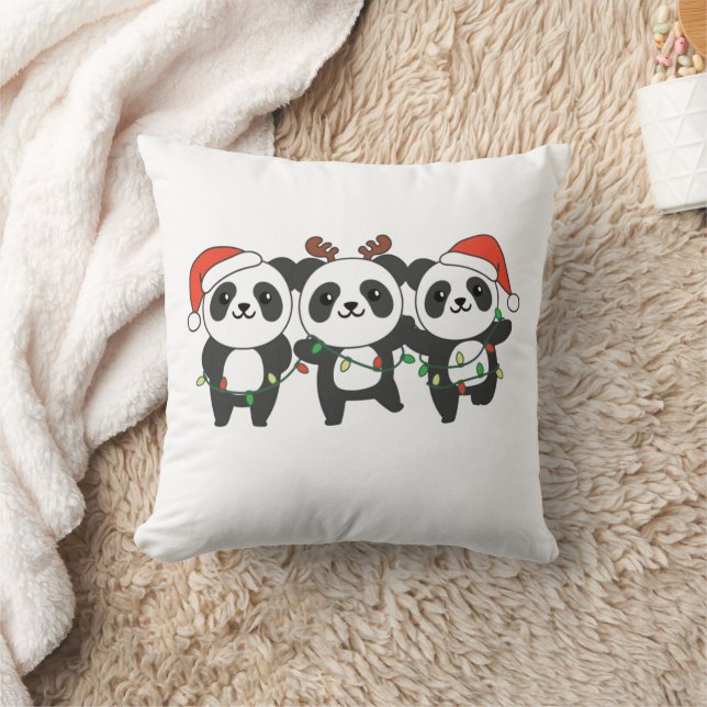 Coussin Panda Noël Animaux mignons Pandas Thro (Couverture)