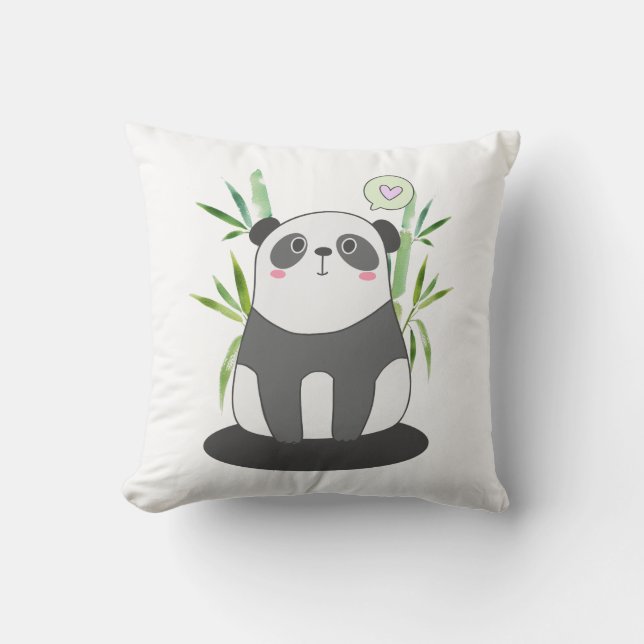 Coussin Panda noir et blanc mignonne en Bambou (Recto)