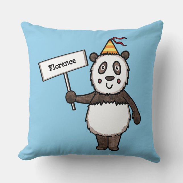 Coussin Panda Party pour enfants personnalisés (Recto)