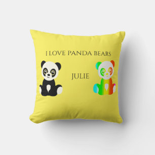 Coussin Panda porte nom personnalisé jetez oreiller.