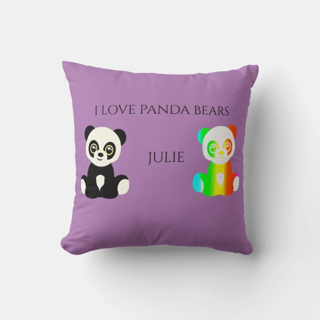 Coussin Panda porte nom personnalisé jetez oreiller. (Recto)