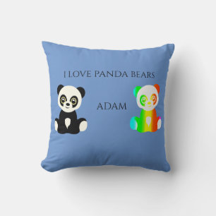 Coussin Panda porte nom personnalisé jetez oreiller.