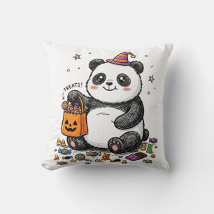 Coussin Panda potelé d'Halloween avec ventre de bonbons et