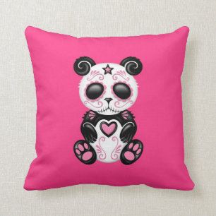 Coussin Panda rose de sucre de zombi