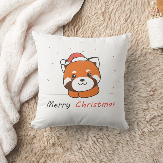 Coussin Panda Rouge Noël Neige Animaux d'hiver Pandas (Couverture)