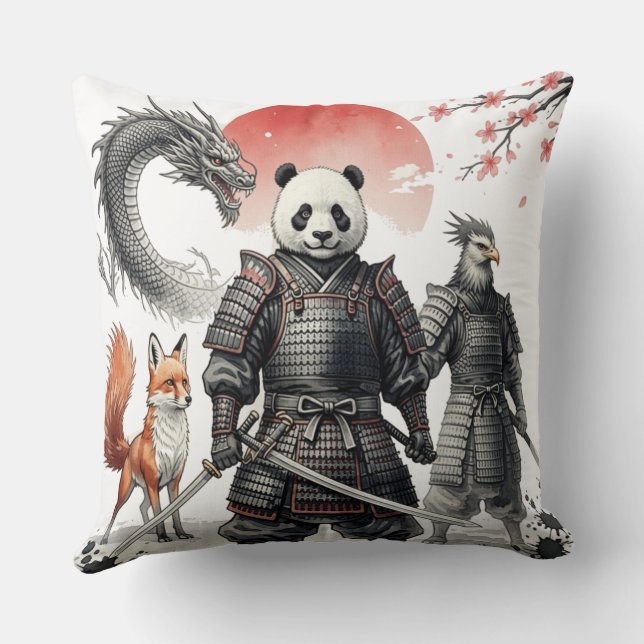 Coussin Panda Samouraï & Guerriers Mythiques Art Fantastiq (Verso)