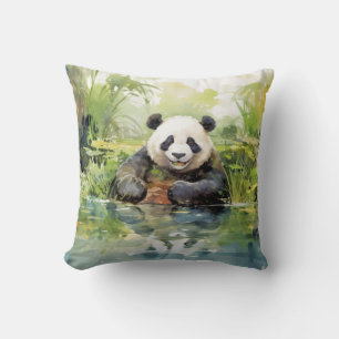 Coussin Panda Se Détendre Dans Le Jardin Animaux Amusants