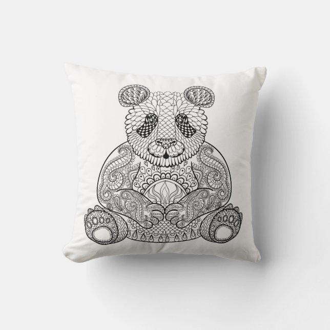 Coussin Panda tribal inspiré (Recto)