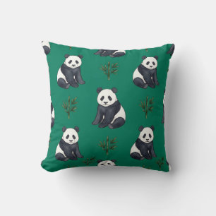 Coussin Panda Vert Émeraude
