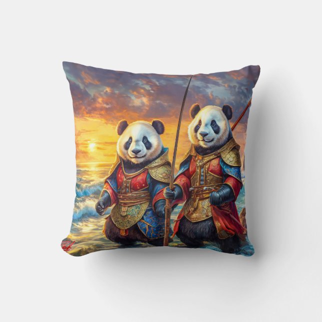 Coussin Pandas sur le prêt design par Rich AMeN Gill (Recto)