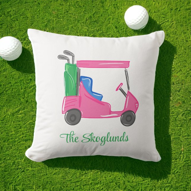 Coussin Panier de golf Preppy Pink Personnalisé (Créateur téléchargé)