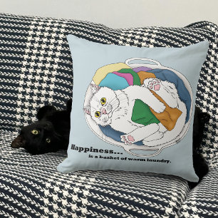 Coussin Panier de linge de chat blanc confortable drôle bl