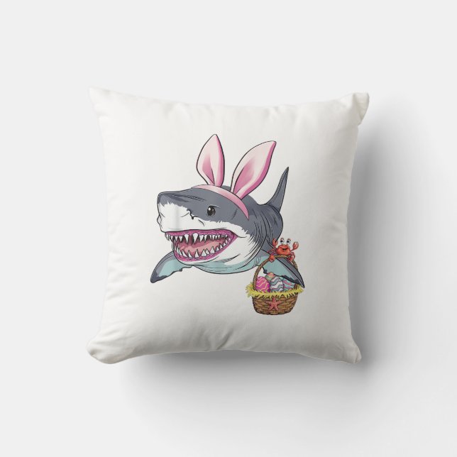 Coussin Panier de Pâques aux oreilles de lapin requin mign (Recto)