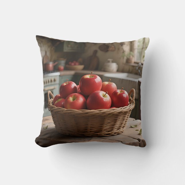 Coussin Panier de pommes rouges (Recto)