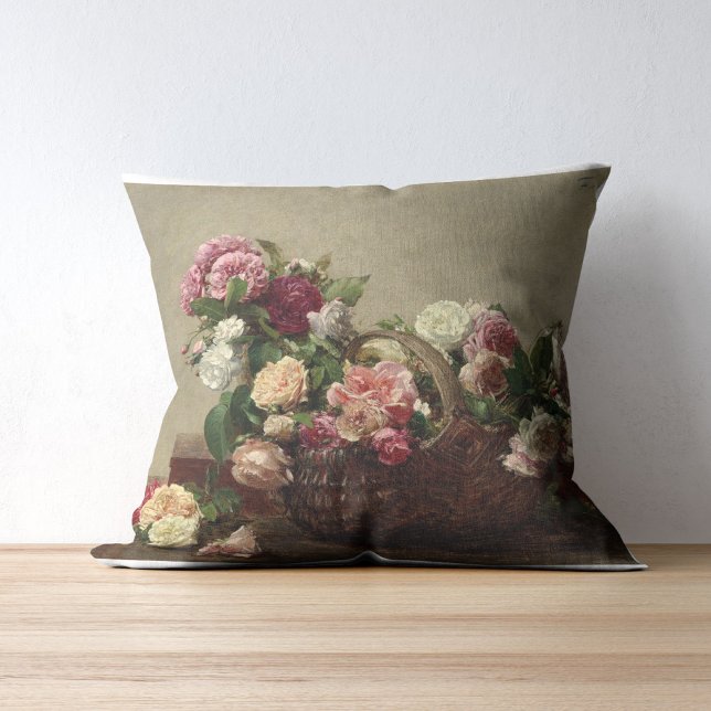 Coussin Panier de Roses - Henri Fantin-Latour (Créateur téléchargé)