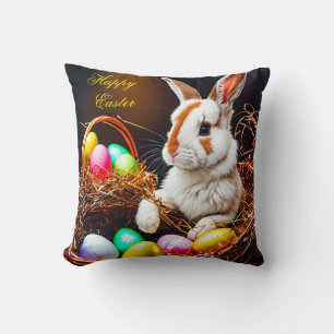 Coussin Panier et oeufs de lapin de Pâques