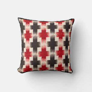 Coussin Panier Motif de tissage rouge et noir art Abstrait