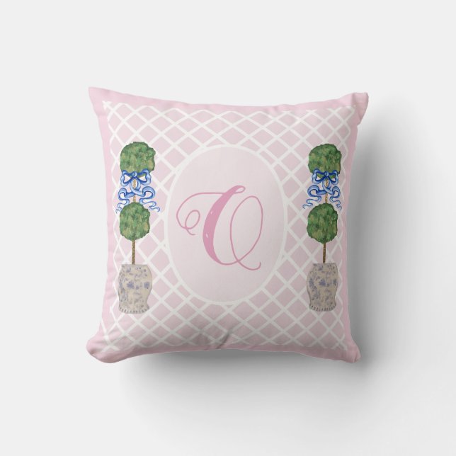 Coussin Panier opiacé rose Chinoiserie Ginger Jar Jars (Recto)