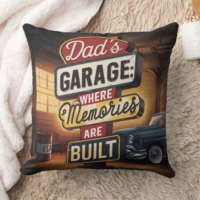 Coussin Panneau automobile Vintage de garage papa (Couverture)