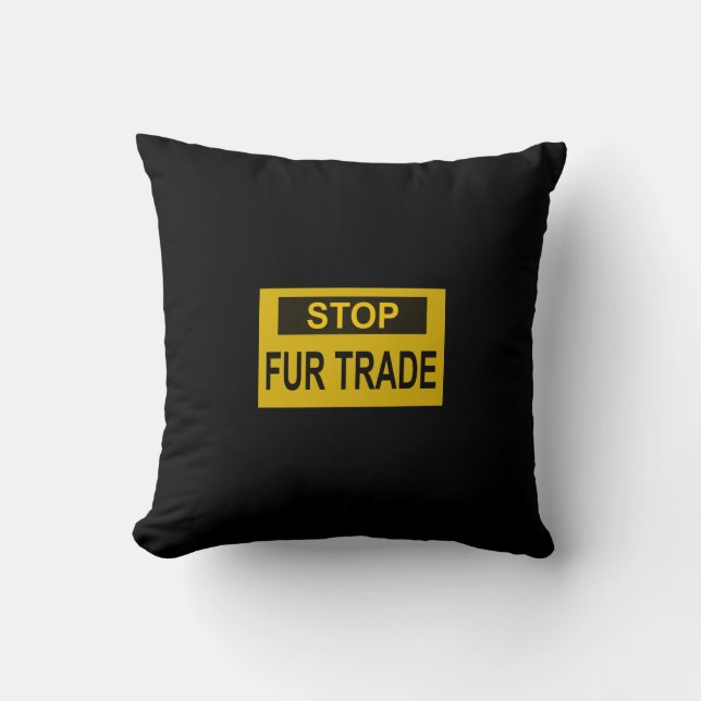Coussin Panneau commercial Stop Fur jaune (Recto)