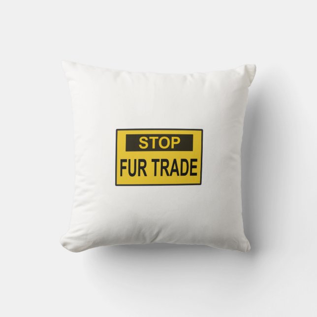 Coussin Panneau commercial Stop Fur jaune (Recto)