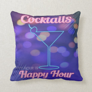 Coussin Panneau de cocktail Miami 1950 Neon Blue Pink Bar
