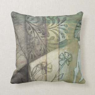 Coussin Panneau de jardin avec Feuilles, fleurs et herbe