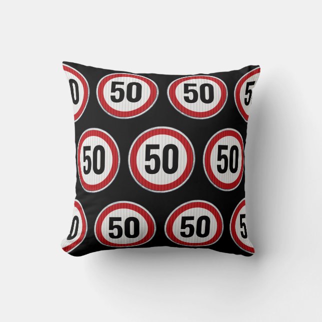 Coussin Panneau de limitation de vitesse pour 50e annivers (Recto)