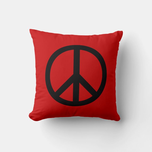 Coussin Panneau de Paix Noir/Rouge et Bleu/Coussin (Recto)