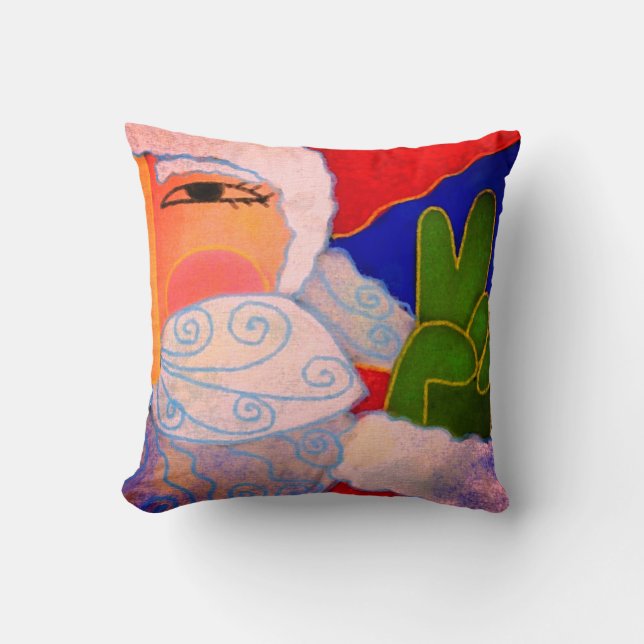 Coussin Panneau de Paix Santa Claus Art Abstrait (Recto)