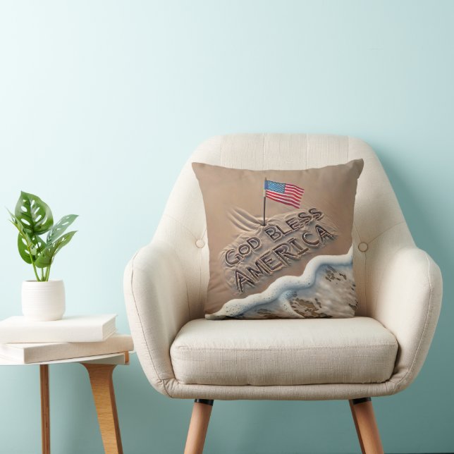 Coussin Panneau de plage God Bless America (Chaise)