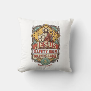 Coussin Panneau de sécurité Jésus Étiquette d'avertissemen