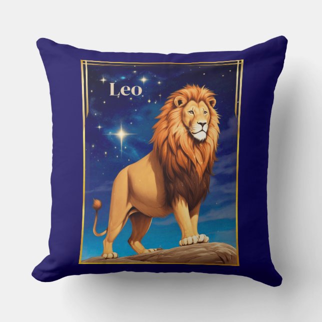 Coussin Panneau Leo Zodiac sous ciel étoilé (Recto)