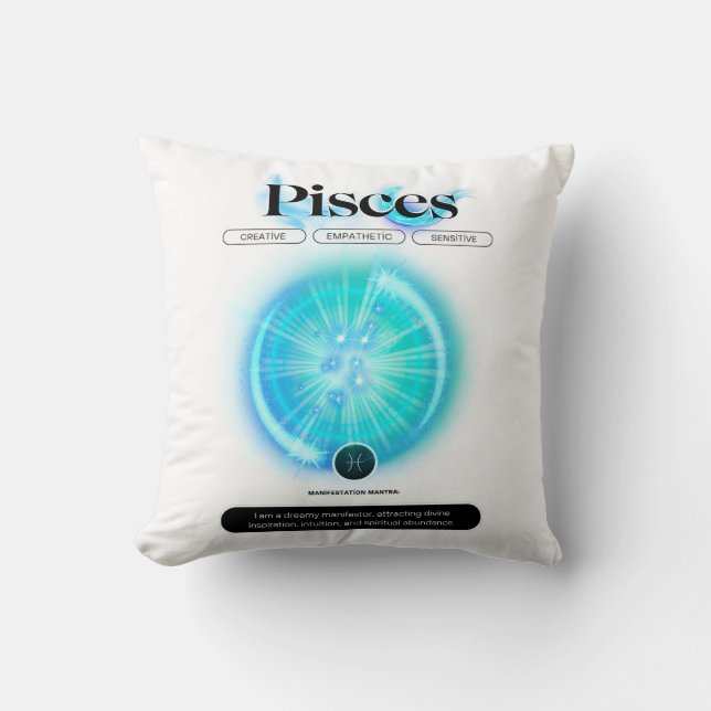 Coussin Panneau moderne Zodiac Poissons Citation Élément d (Recto)