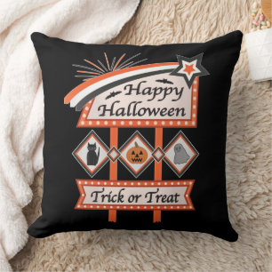 Coussin Panneau rétro vintage Halloween – Des bonbons ou u