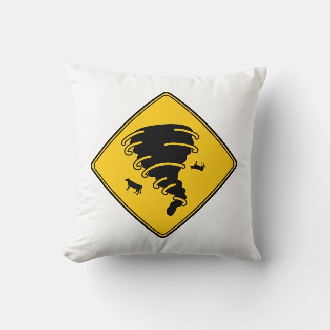Coussin Panneau routier - Tornado (Recto)