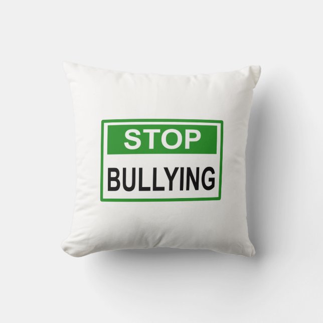 Coussin Panneau Stop au Harcèlement vert (Recto)