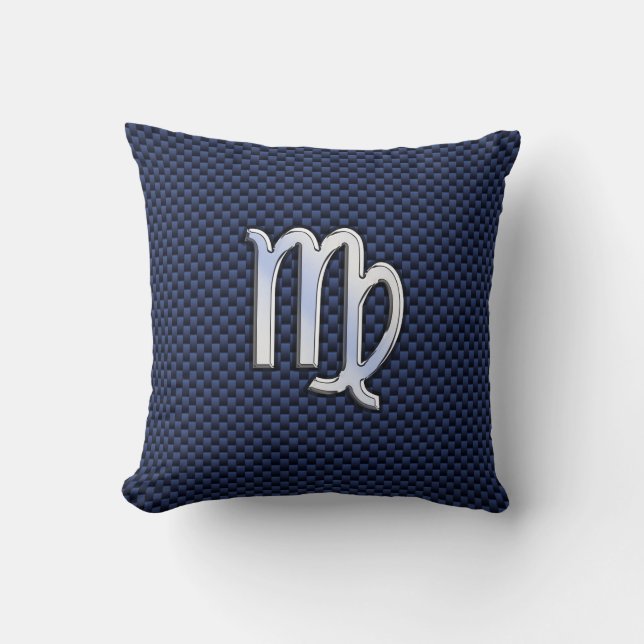 Coussin Panneau Virgo Zodiac couleur carbone bleu marine (Recto)