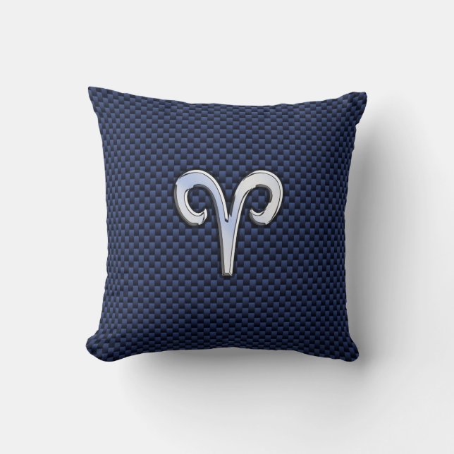 Coussin Panneau Zodiac Silver Aries Bleu Carbone Fibres Im (Recto)