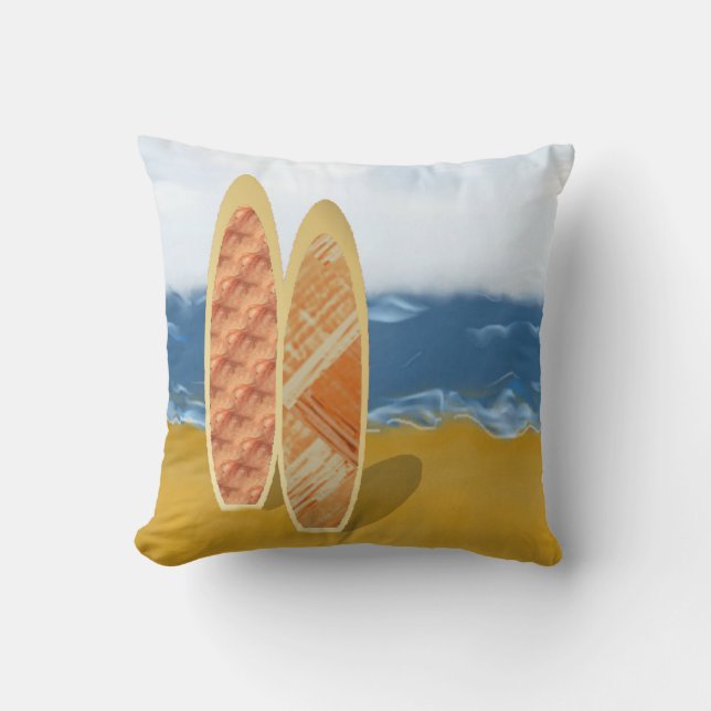 Coussin Panneaux De surf Sur La Plage (Recto)